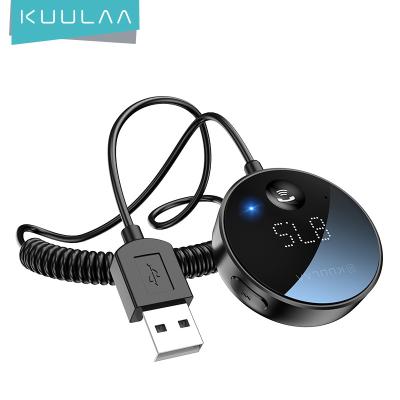 China BT 5.0 KUULAA Quality BT 5.0 USB Aux Receiver Sound Audio Adapter. without power loss with screen display for car support 2 phones for sale