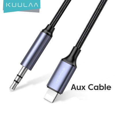 China KUULAA car for iPhone 3.5mm bore aux cable. to connect with earphone and speaker 0.5M/1M/1.5M for sale