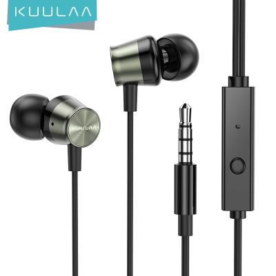 China KUULAA 2021 High Quality In-Ear Sports Stereo Metal Bass Wired Earphones With Microphone 3.5Mm Headphones for sale