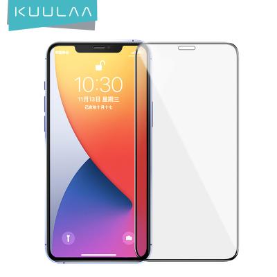 China In Stock Transparent+Integrated Protection KUULAA For iPhone 12 Mobile Phone 5.4/6.1/6.7 Inch 9D Thin Clear Tempered Glass Screen Protector for sale