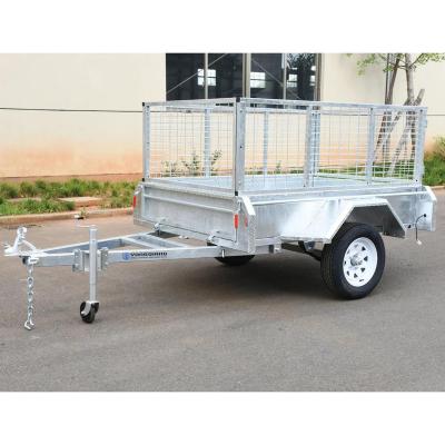 China Truck Trailer 6x4 7x4 7x5 8x5 Hot Dip Galvanized Single Axle Boxcar Truck Trailers With Cage for sale