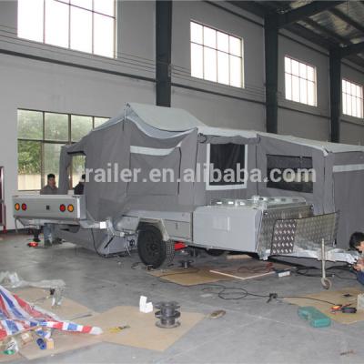 China High Quality Offroad Car Trailer 7x6ft Hard Floor Baking Finish Enamel Finish Rear Folding Camper Trailer With Canvas Tent for sale