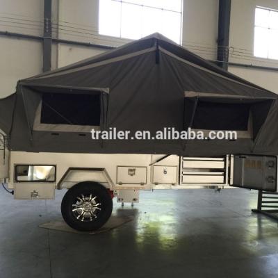 China Offroad Car Trailer 7x6ft Hard Floor Baking Finish Enamel Finish Forward Folding Camper Trailer With Tent for sale