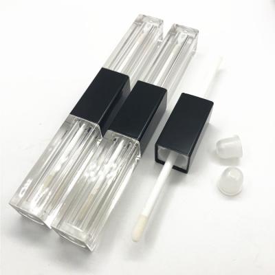 China Personal care in 6ml double head stock lip gloss acrylic transparent plastic tube square empty cosmetic tube for sale