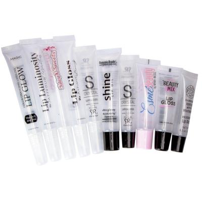 China Hot Sale 10ml 15ml 20ml Hote Skin Care Cosmetic Clear White Plastic Lip Balm Packaging Soft Cap Squeeze Lip Gloss Tube for sale