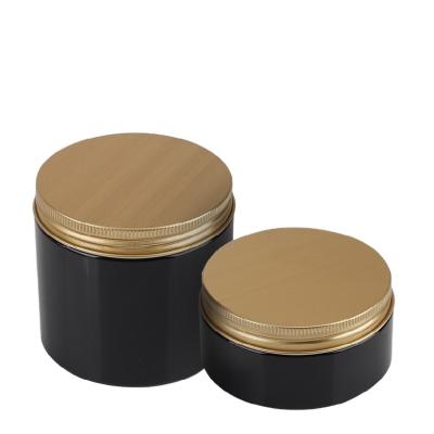 China Excellent 150g-500g Plastic DIY Empty Skin Care Cream Jar Plastic PET Black Facial Cream Bottle With Screw Cap for sale