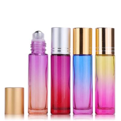 China New 10ml Personal Care Color Change Roll-on Ball Glass Bottle Essential Oil Gradual Bottle With Roll-on Ball for sale