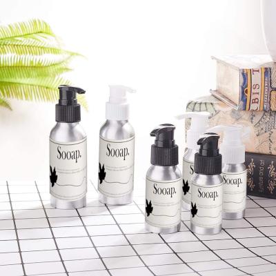 China Personal Care In Stock 50ml Aluminum Empty Refillable Pump Bottle White Lotion Pump Bottle For Emulsion Bath Shower Gel Shampoo1o for sale