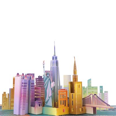 China Europe Printing Custom Laser Cut New York Building 3d Pop Up Gift Greeting Card For Travel Souvenirs for sale