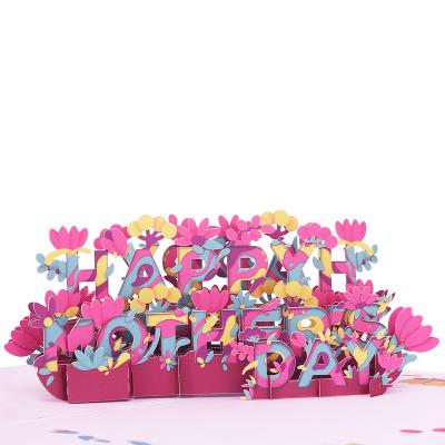 China Europe Printing Custom Laser Cut Blooming 3d Flower Pop Up Greeting Cards For Mother's Day for sale