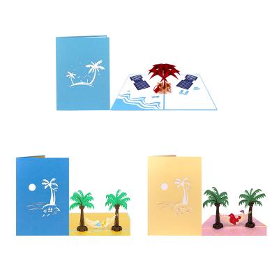 China China WINPSHENG Custom 3d Summer Vacation or Retirement Pop Up Handmade Greeting Cards for sale