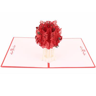 China Europe Personalized Laser Cut 3d Paper Pop Up Card Flower For Lover for sale