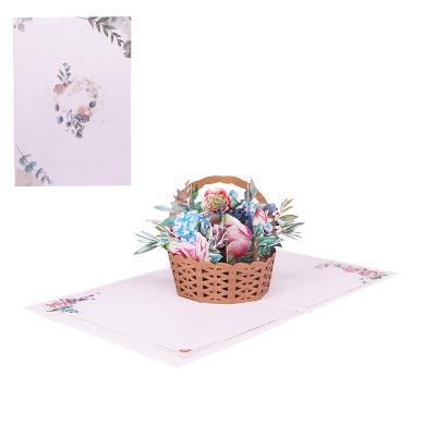 China China WINPSHENG handcraft to get well 3d flower basket pop up card for mother's day for sale