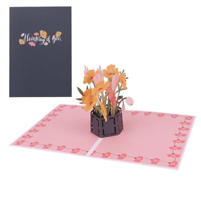 China Europe Custom Flower Pop Up Card for Mother's Day or Thanksgiving Pop Up Card for sale