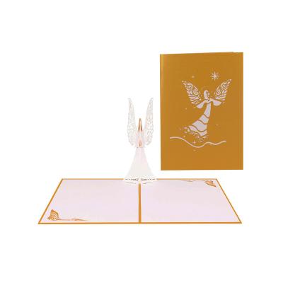 China Europe Laser Cut Prayer Angel Handmade 3D Get Well Pop Up Greeting Card for sale