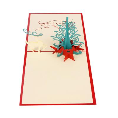 China Europe Merry Christmas Handmade 3D Tree Raider Pop Up Greeting &Thank You Card for sale