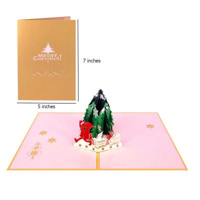 China Europe 3d Laser Cut Santa Claus Pop-Up Christmas Tree Card for sale