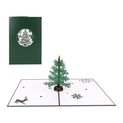 China Europe 3D Handmade Happy New Year Pop Up Christmas Tree Cards for sale