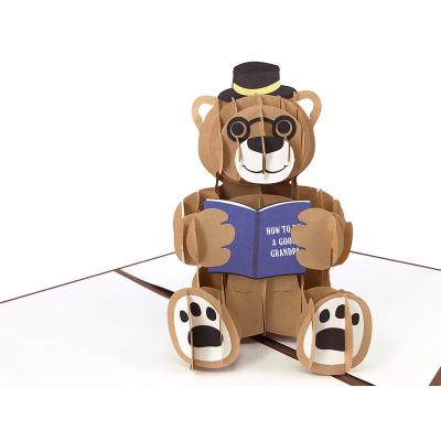 China Europe A Special 3d Grandpa Pop Up Bear Greeting Card With Music for sale