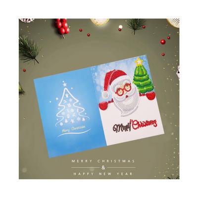 China Europe New Design Custom 2021 8 Pack Small Diamond Christmas Painting Greeting Cards For Kids for sale