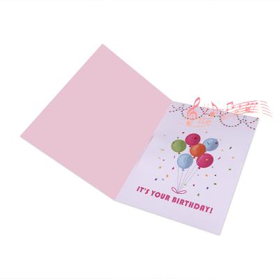 China Custom Funny Musical Happy Birthday Invitation Europe Printing Audio Greeting Cards For Girl Party for sale