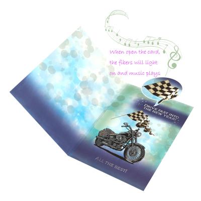 China Europe personalized motorcycle musical greeting cards with LED lights for kids birthday for sale