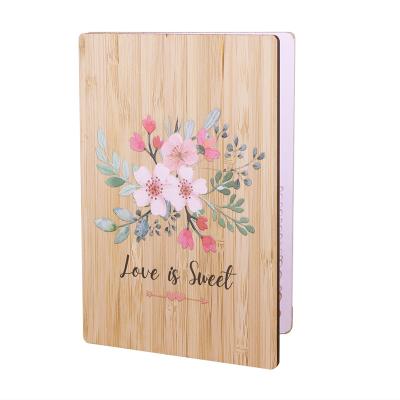 China Custom Bamboo Gift Love Flower Wedding Invitation UV Printing Sweet Card From Europe for sale