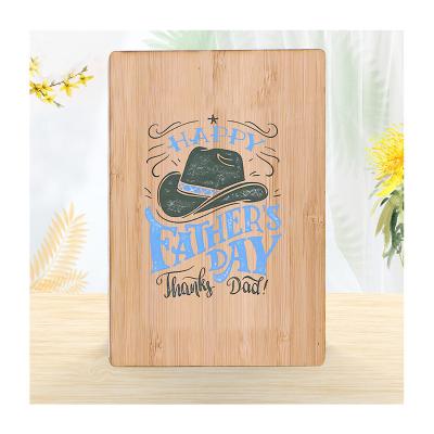 China Europe Factory Wholesale Custom UV Printing Bamboo Thank You Dad Happy Father's Day Card for sale