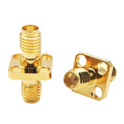 China High Performance Full RF Coaxial Brass Female SSMA To SSMA Female Connector With 4 Holes Flange for sale