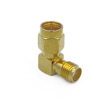 China High Performance Brass RF SMA Coaxial Female To SMA Male 90 Degree Right Angle Connector for sale