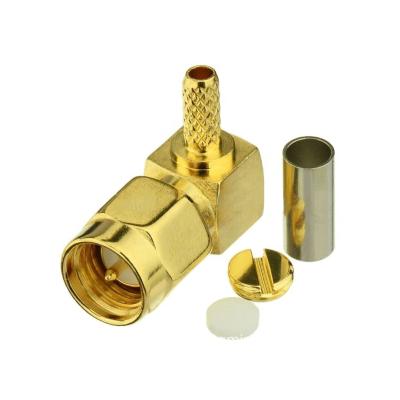 China Price RF Crimp Coaxial Male Connector RF SMA Right Angle Connector SMA Connector For RG174 Cable for sale