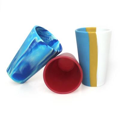 China New Sustainable 450ml Camouflage Silicone Cup Food Grade Silica Gel Beer Red Wine Glass for sale