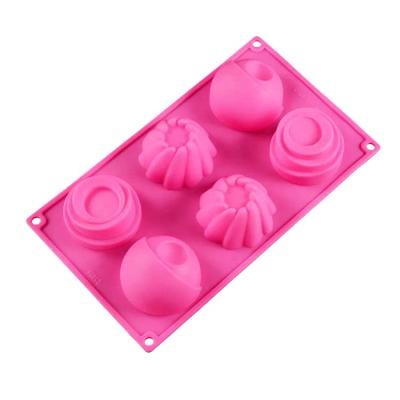 China Sustainable Non BPA Free Round Stick Silicone Cupcake 6 Holes Form Mold For Baking for sale