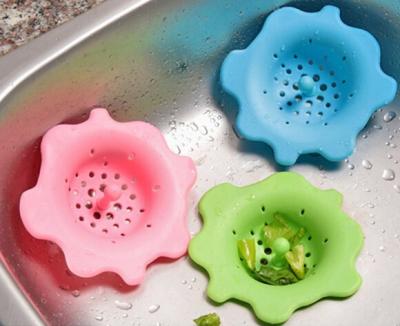 China Viable Colored Silicone Kitchen Sink Bathroom Sewer Shower Drain Hair Strainer Filter for sale