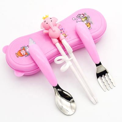 China Sustainable Travel Stainless Steel Children Training Kids Cutlery Set With Box for sale