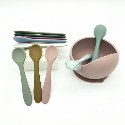 China BPA Free Bpa Free And Approved Organic Silicone Baby Feeding Spoon for sale