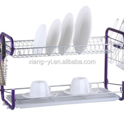 China 2 Layer Wire Dish Drainer Storage Rack Rack Kitchen Viable Dish Rack With Shape New for sale