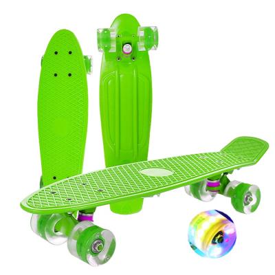 China Youth Fashion Led Skateboard 22 Inch Plastic Red Blue Green Fishtail Board for sale