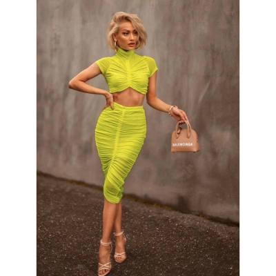 China Top Quality Celebrity Anti-Static 2 Piece Set Women Rayon Two Set Bandage Dress 2019 for sale