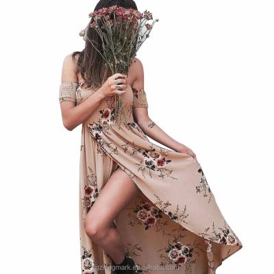 China 2017 Anti-Static Beach Dress Off The Shoulder Flowers Printed Maxi Vestidos Largos for sale