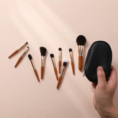 China Portable Custom Makeup Brush Travel Makeup Brush Eyeshadow Brush Set Makeup Brush 9pcs Logo Cosmetic Mini Spot Brush for sale