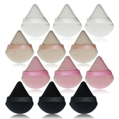 China BASE private label beauty super soft triangle large flocking cosmetic powder puff set triangle flocking powder puff for sale