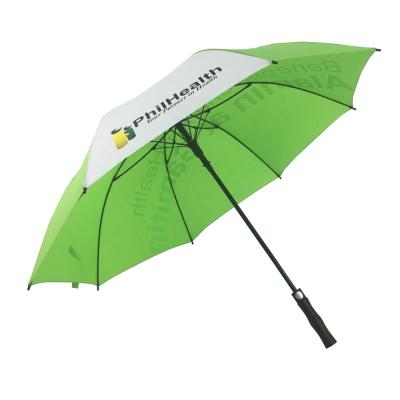 China Contemporary 27 Inch Auto Open Custom Green And White Golf Umbrella With Logo Printing for sale