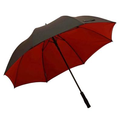 China Contemporary 27 Inch Straight Auto Open Red And Black Windproof Double Canopy Golf Umbrella for sale