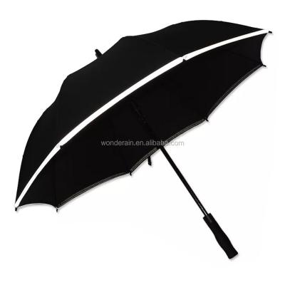 China 30Inch Contemporary Black Color Auto Lightweight Reflective Golf Umbrella for sale