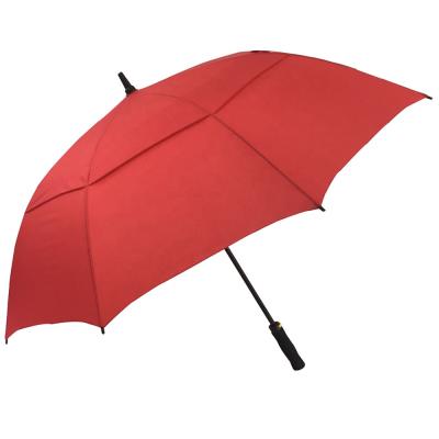 China 30 Inch Contemporary Red Color Automatic Double Layers Vented Golf Umbrella for sale