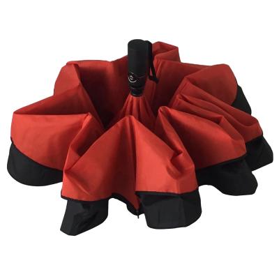 China 3 Times Contemporary Full Automatic Red And Black Reverse Reverse Folding Umbrellas Double Layers for sale