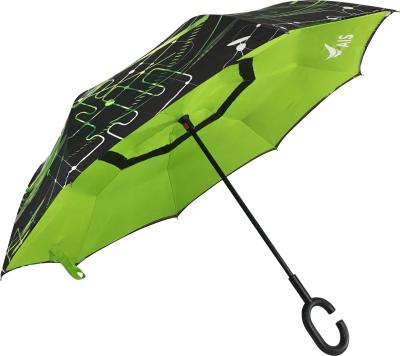 China Customized Promotional Reverse Umbrella Customized Open Traditional Straight 23inch Hand With Mesh Vents for sale