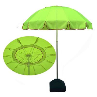 China Contemporary 42inch 12ribs Green Color Pool Windproof Resistant Beach Umbrella With Fringe for sale