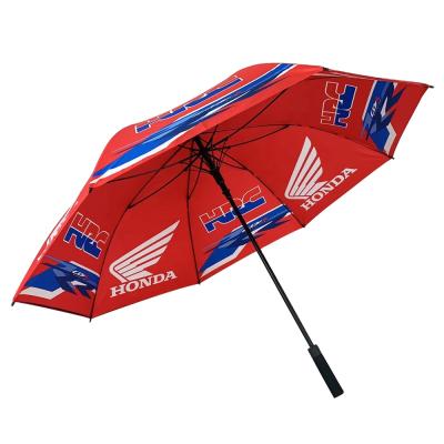 China Low MOQ 30inch Contemporary Straight Automatic Open Double Layers Packing Umbrella With Inner Print for sale